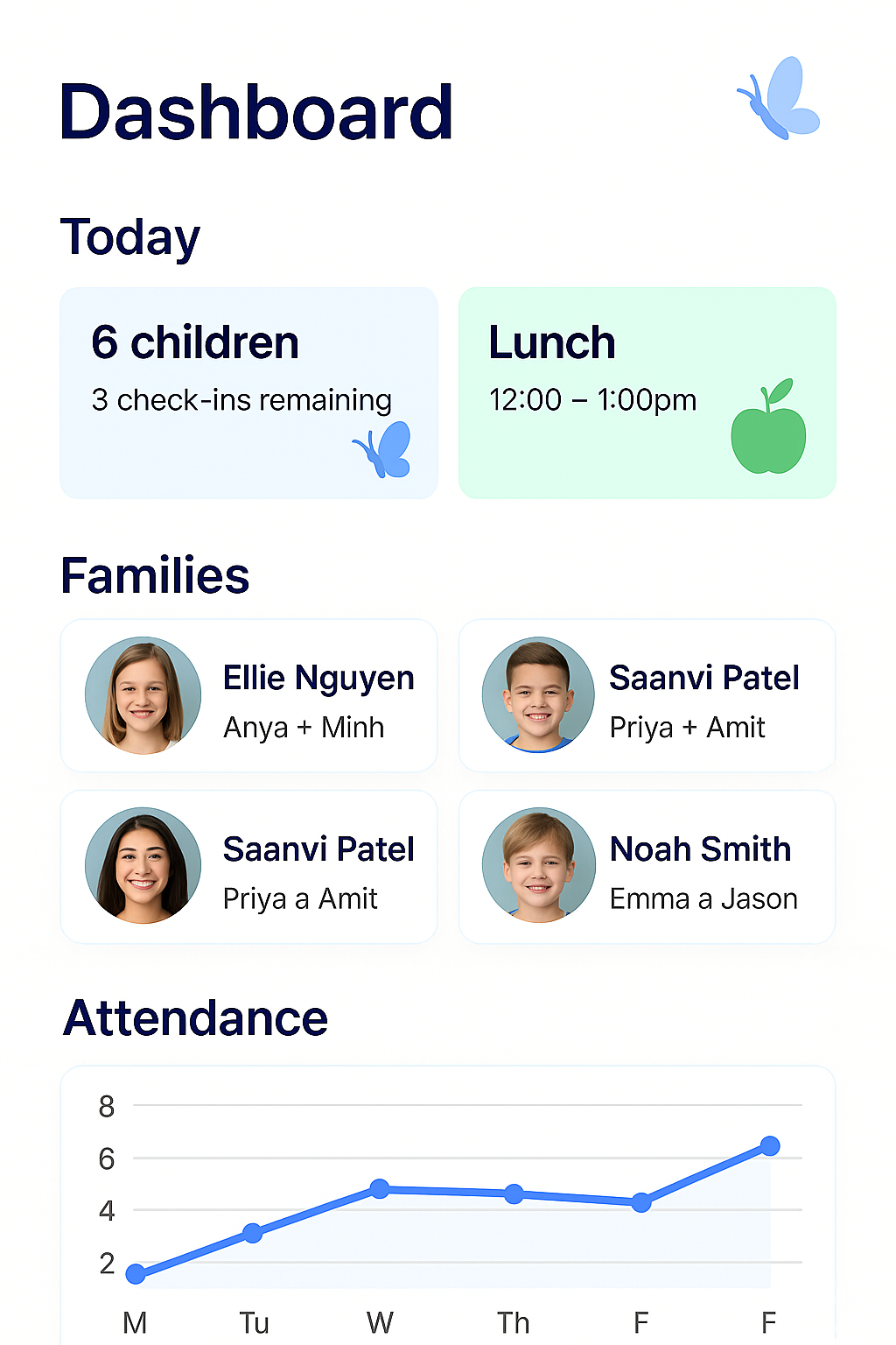 Childcare Management Dashboard Mockup